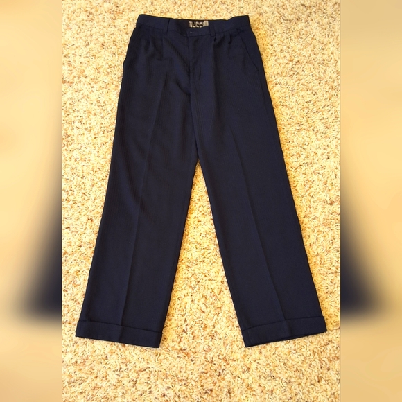 Claudio Nucci, Men's 30x30 Navy Blue Cuffed Dress Pants - Picture 1 of 7